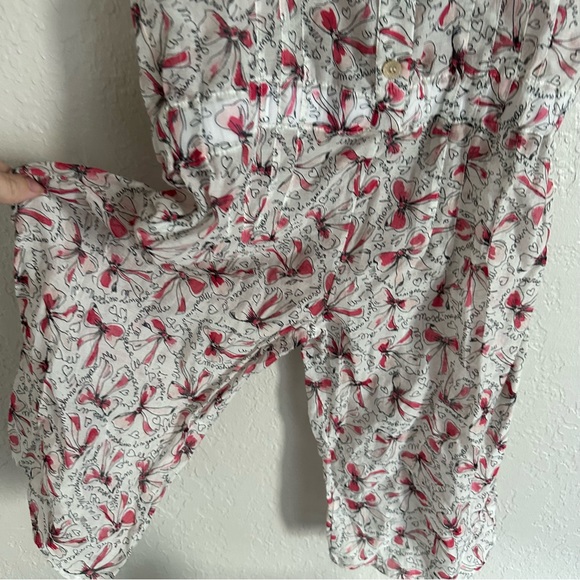 Moschino NWT Silk Cotton Blend Pink Bow Print Wide Leg Sleep Jump Suit - Picture 5 of 11